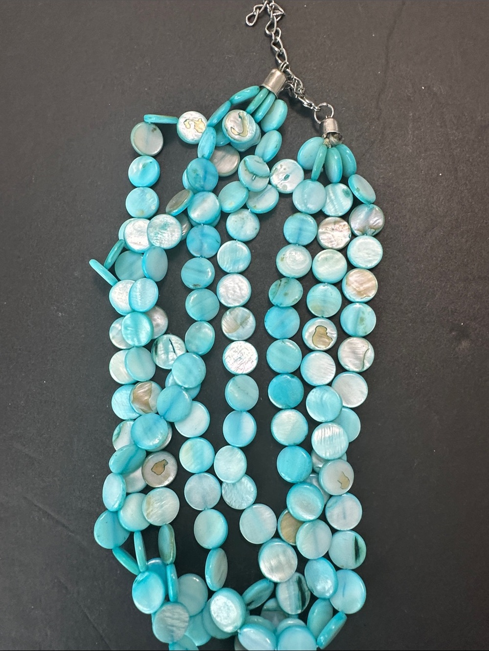 Turquoise Multi-Strand Shell Disc Necklace - Picture 3 of 3